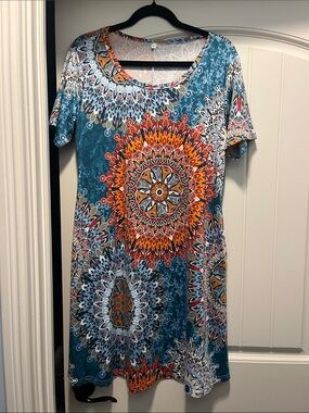 Teal & Orange Mandala Swing Dress